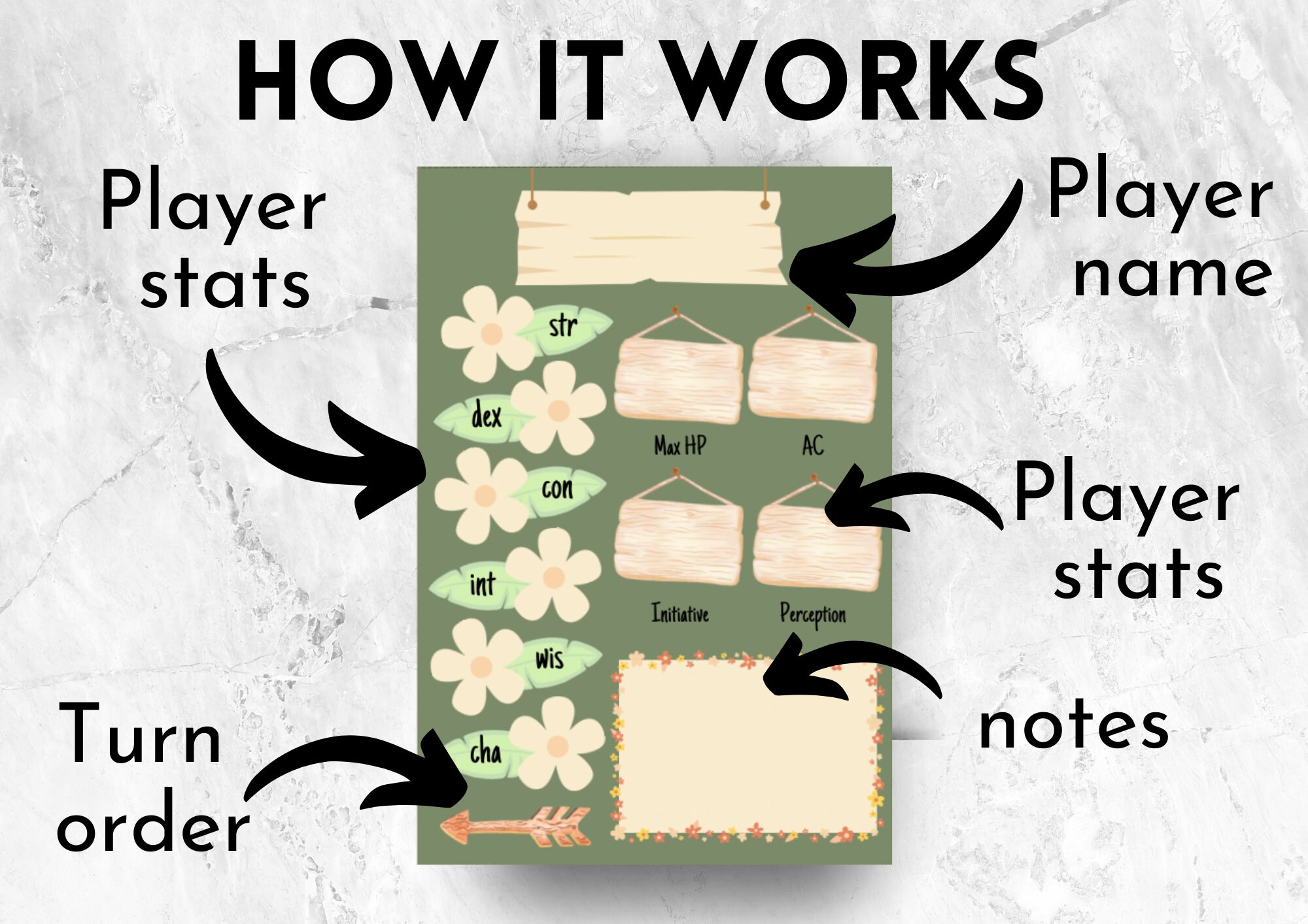 D&amp;D 5e Initiative Tracker Printable Dungeons and Dragons Garden ...