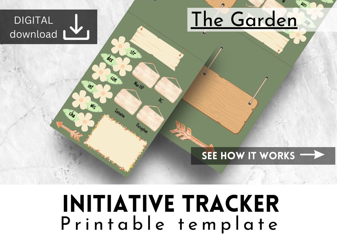 D&amp;D 5e Initiative Tracker Printable Dungeons and Dragons Garden ...