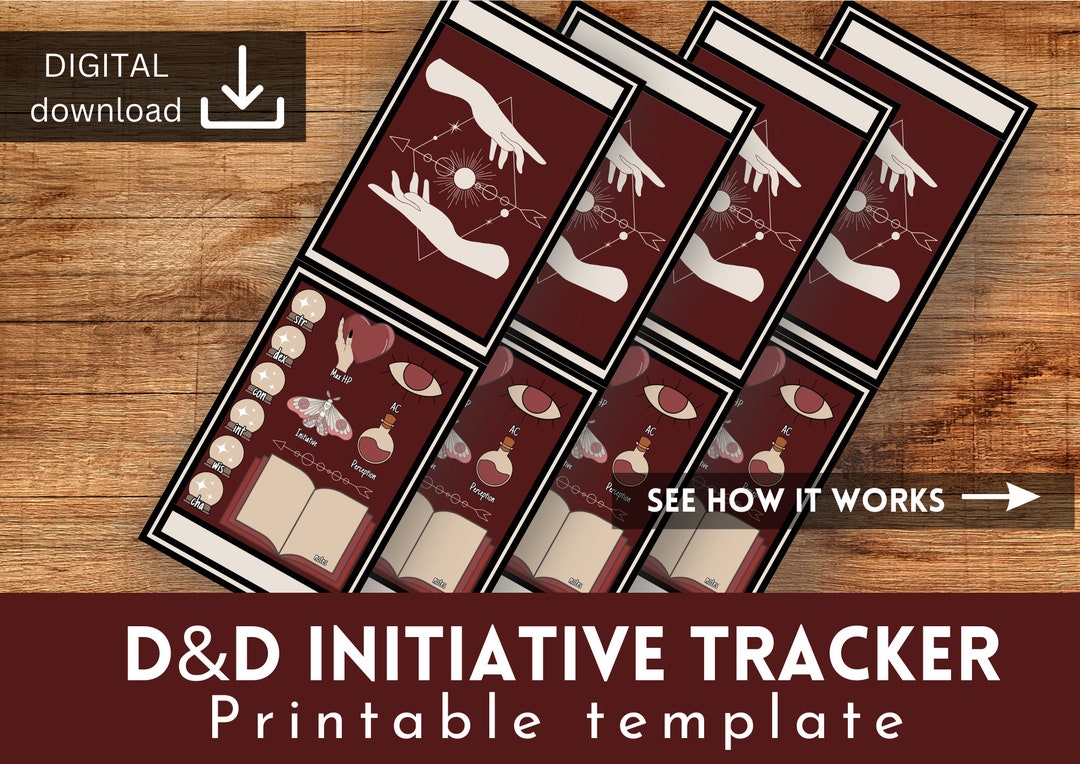 D&amp;D 5e Initiative Tracker Printable Dungeons and Dragons Witch ...
