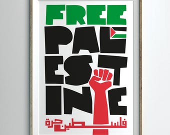 Free Palestine Poster Print | Modern Protest Wall Art | Palestinian Typography Print | Activist Decor | Palestine Solidarity Artwork