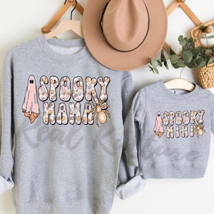 Felpa con cappuccio Mini Camicia Spooky Mama / Camicie per mamma e bambino / Camicia abbinata per Halloween