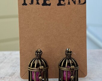 Caged Brain Dangle Earrings