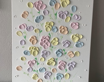 Textured Flower Painting, Orignal Handmade Wall Art for Home or Nursery