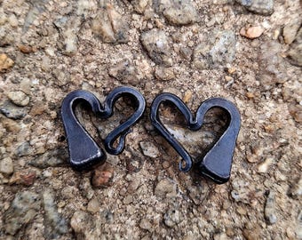 Horseshoe Nail Mini Hearts Hand Forged Pair Of 2, Handmade Horseshoe Nail Pendant/Keychain/Keyring/Charm, Blacksmith Made, Great Gift Idea