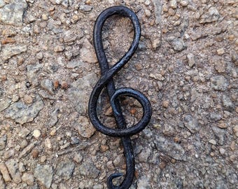 Hand Forged Iron Treble Clef Pendant, Musical Symbol Note, G Clef Pendant, Blacksmith Made, Great Gift Idea for music lovers/Enthusiast