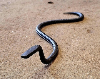 Hand Forged Iron Rebar Snake, Steel Snake Sculpture Decor, Yard Art, Garden Snake Statue, Blacksmith Made, Great Gift Idea