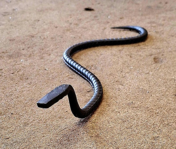 Hand Forged Iron Rebar Snake, Steel Snake Sculpture Decor, Yard Art, Garden Snake Statue, Blacksmith Made, Great Gift Idea