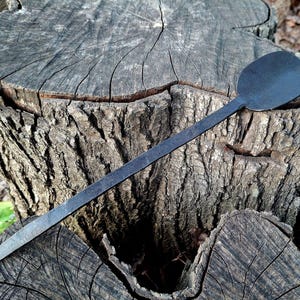 Hand Forged Iron Spoon With Long Handle, Cooking Utensil, Camping/Rustic/Medieval/Reenactment, Blacksmith Made, Dinner Ware