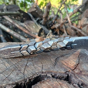 Hand Forged Iron Railroad Spike Bottle Opener With Dragon Scale Twist Handle, Barware, Breweriana, Blacksmith Made, Great Gift Idea