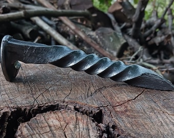Hand Forged Railroad Spike Bottle Opener With Triple Twist
