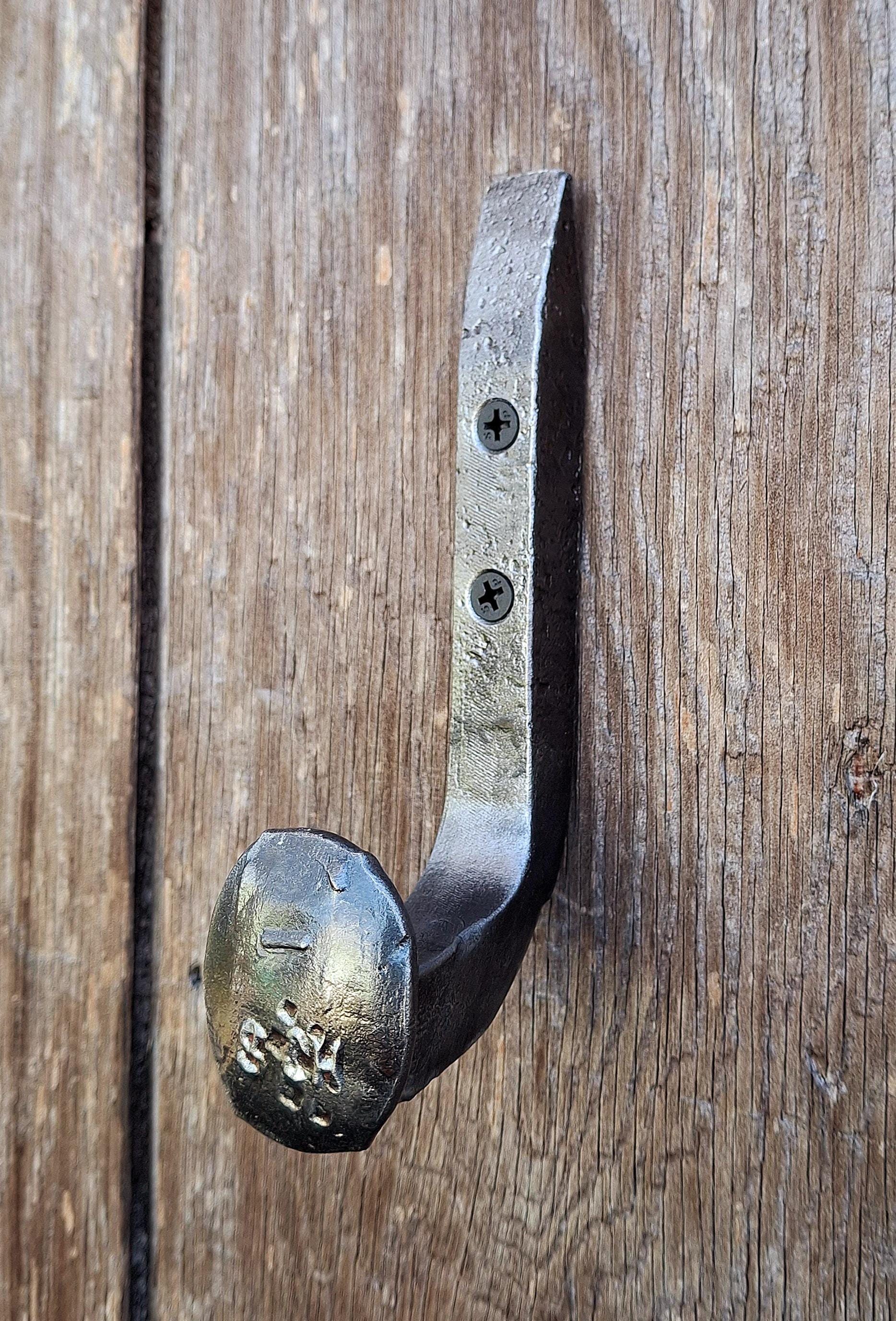 Hand Forged Railroad Spike Wall Hook, J Hook, Tack Hook, Wall Hook, Wall Hanger, Heavy Duty Steel Hook, Blacksmith Made