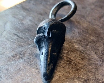 Hand Forged Mouse Keychain/Pendant With Keyring Included, Iron Steel Mouse Sculpture Statue Ornament, Blacksmith Made, Great Gift Idea