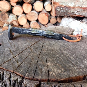 Hand Forged Railroad Spike Bottle Opener With Pineapple Skin Twist Handle, Iron Bottle Opener, Barware, Blacksmith Made, Great Gift Idea
