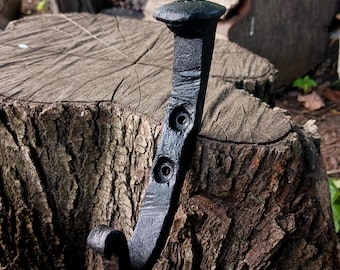 Hand Forged Railroad Spike Wall Hook, J Hook, Tack, Wall Hook, Wall Hanger, Heavy Duty Iron Hook, Elegant, Stylish, Rustic, Blacksmith Made