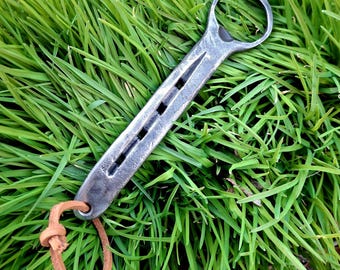 Hand Forged Horseshoe Bottle Opener, Iron Anniversary Gift, Equestrian, Breweriana, Farmhouse, Leather Lanyard Included