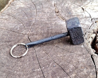 Hand Forged Thors Hammer Keychain, Keyring Included, Mjolnir Keychain, Blacksmith Made, Thors Hammer Keyring/Pendant/Charm, Great Gift Idea