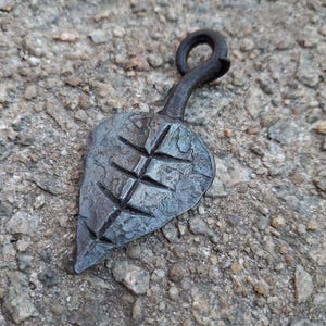 Hand Forged Iron Leaf Pendant/Keyring/Keychain/Charm, Blacksmith Made, Iron Anniversary, Medieval/Viking/Elven/Celtic/Nature