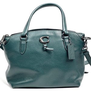 Bolso de hombro tipo cartera Coach Remi Satchel de piel granulada en color verde bosque