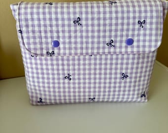 Large Purple Gingham Bible Sleeve: Book Cover Organizer