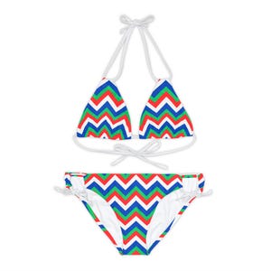 Bikini Set - Colorful Modern Summer Swimsuit, Triangle Top & Cheeky Bottom Beachwear for Pool Party Fun