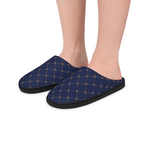 Slippers, Luxury Blue Gold Indoor House Shoes, Men&#39;s Comfortable Bedroom Footwear, Cozy Soft Loungewear, Elegant Spa Slides, Father&#39;s Day