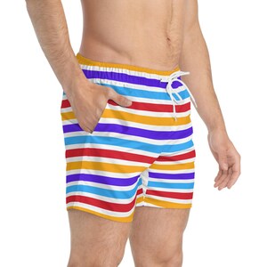 Retro zwembroek, vintage strandshort, kleurrijke boardzwemkleding voor de zomer - heldere, stijlvolle badkleding voor heren en dames