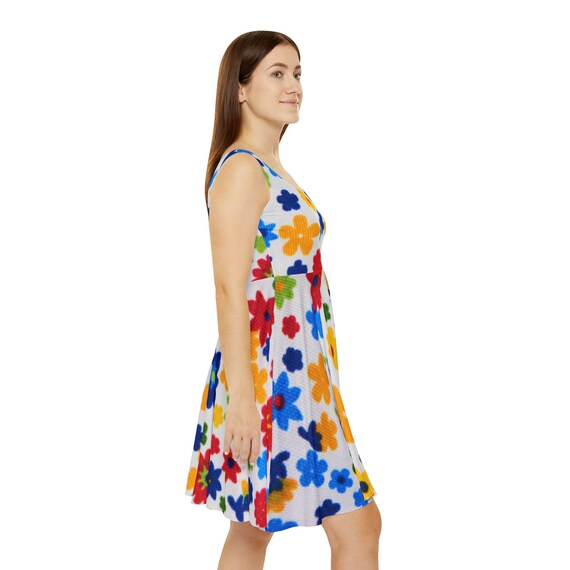 white christmas dresses Women's Print Skater Dress Long Sleeve Mini