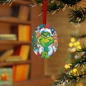 Metal Ornament - Christmas Grinch Holiday Tree Decor, Festive Hanging Xmas Decoration, Unique Holiday Gift Idea