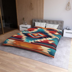 Boho Chic Duvet Cover - Southwest Tribal Bedspread, Cozy Microfiber Bedding, Unique Bedroom Decor, Soft Comfort for All Seasons