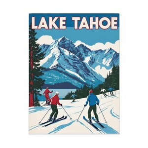 Vintage Lake Tahoe Ski Poster: Retro Mountain Cabin Wall Art