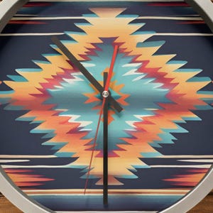 Boho Home Decor: Southwestern Wall Clock, Desert Theme, Aztec Design, Unique Gift, Tribal Wall Art, Bohemian Style