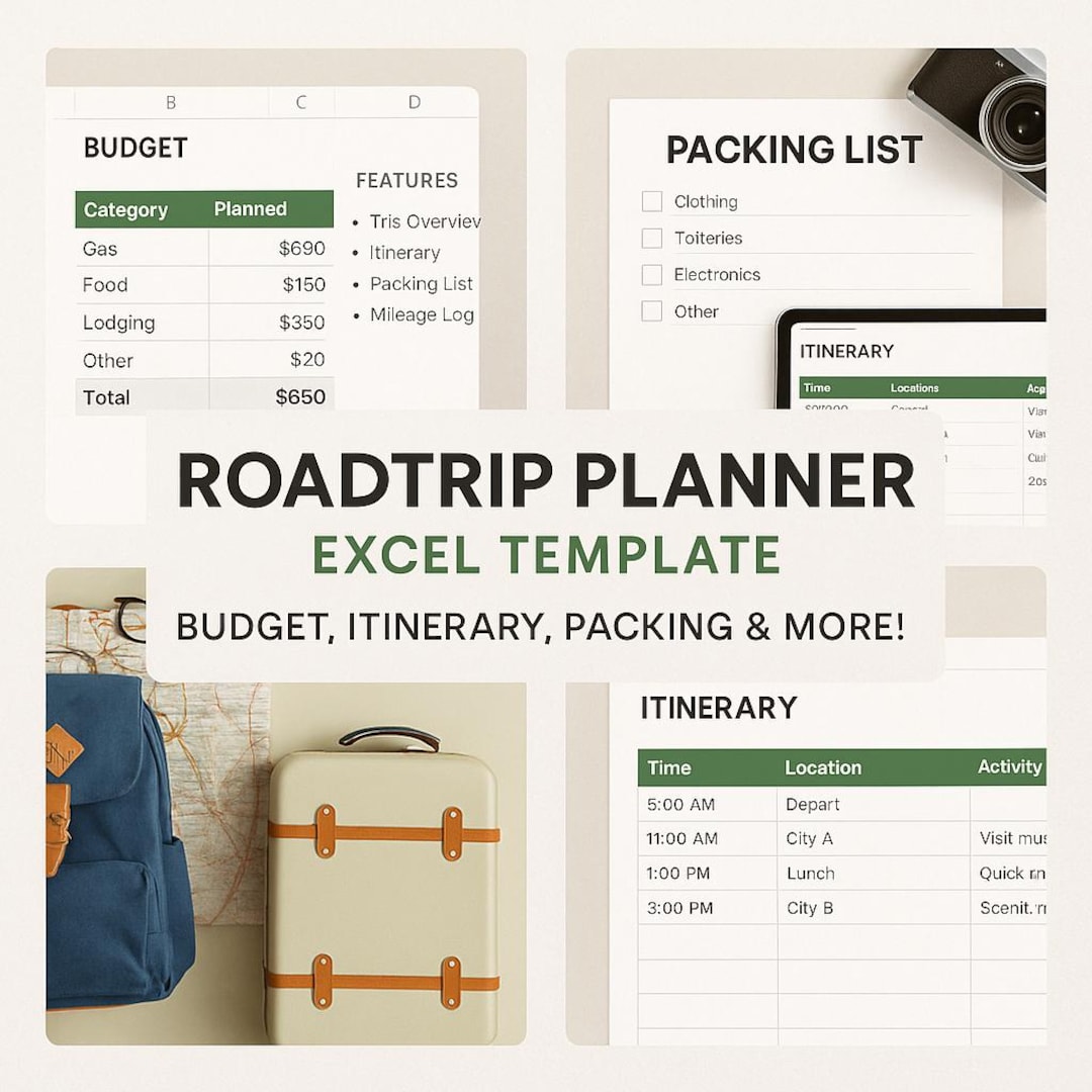 Road Trip Planner Excel Template Budget Itinerary digital Download road-trip-planner-excel-template-budget-itinerary-digital-download