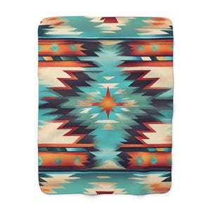 Southwestern Sherpa Blanket: Tribal Aztec Fleece Throw