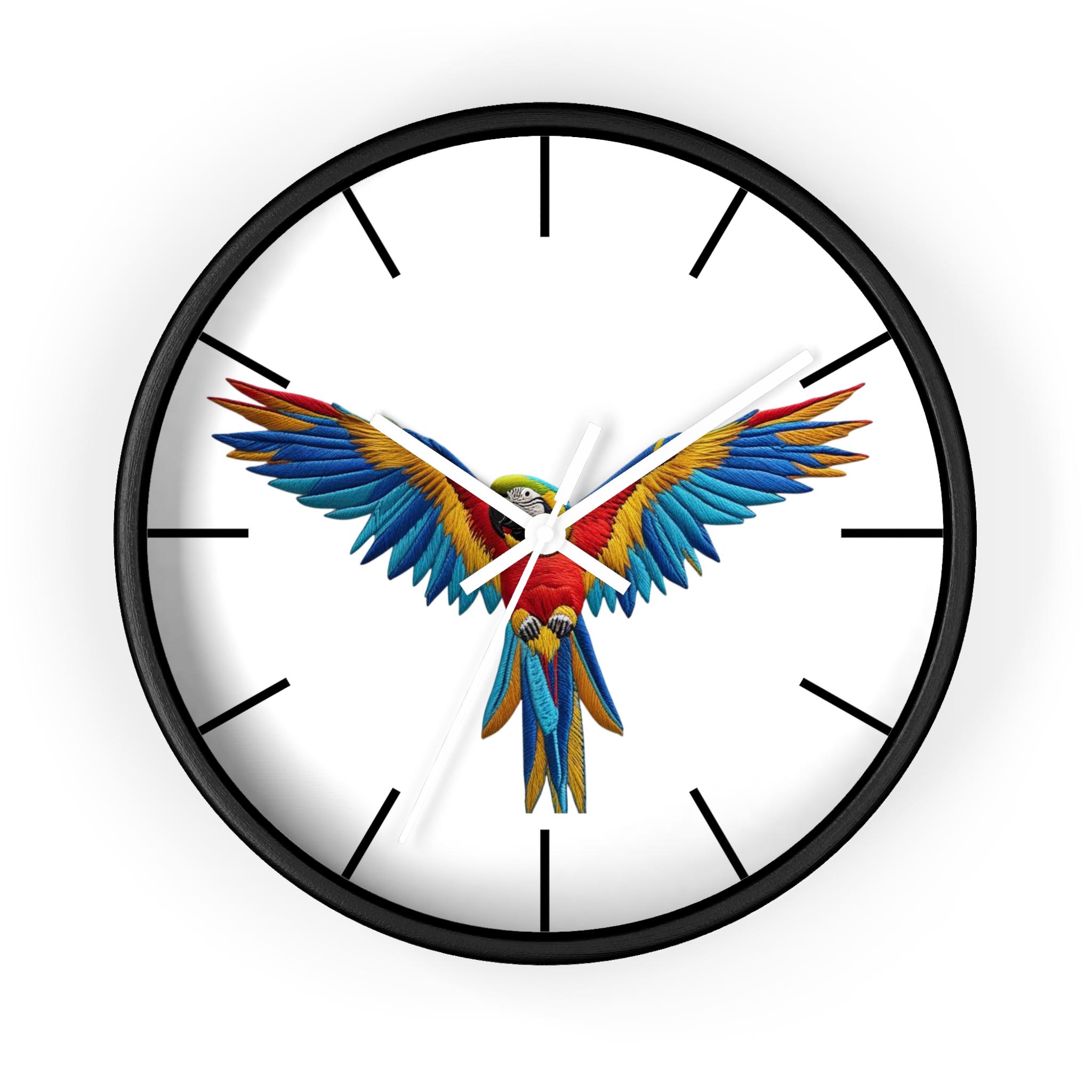 鮮やかなオウムの壁掛け時計：トロピカルバードデコレーション - 静音