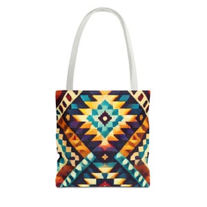 Southwest Tote Bag: Tribal Aztec Print Boho Market Bag