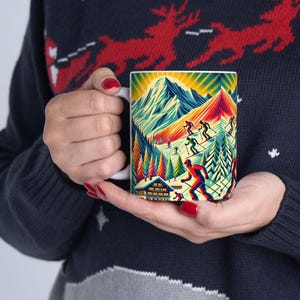 Ski Mug - Winter Sports Coffee Cup, Mountain Lover Tea Mug, Adventure Traveler Gift, Hot Cocoa Mug for Holiday Present
