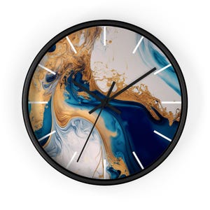 Blue Abstract Wall Clock | Modern Home Decor & Unique Round Design | Silent Office Wall Art for Contemporary Spaces
