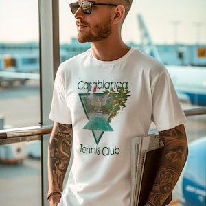 Casablanca Tennis Club T-shirt - Vintage Style Unisex Heavy Cotton Tee, Sports Apparel & Retro Gift for Tennis Lovers