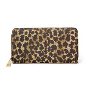Cartera con cremallera y estampado de leopardo - Monedero con estampado de guepardo / Monedero elegante y moderno con cremallera y tarjetero para uso diario