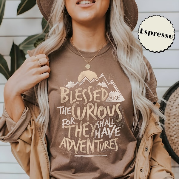 Blessed Are The Curious For They Shall Have Adventures T-Shirt Wanderlust Travel Tshirt Unisex Comfort Colors Shirt Distressed Graphic 2 Tee