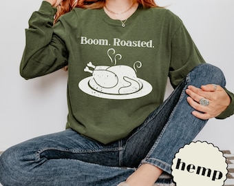 Boom Roasted Long Sleeve Tee Thanksgiving Roast Turkey Funny T-shirt Comfort Colors Tshirt The Office Thankful Michael Scott Shirt Gift