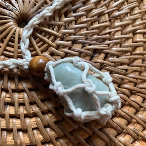 Tumbled Beach Stone Rock Necklace - Cage Necklace - Adjustable