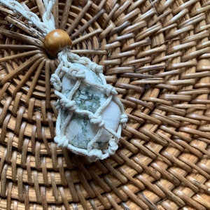 Tumbled Beach Stone Rock Necklace - Cage Necklace - Adjustable