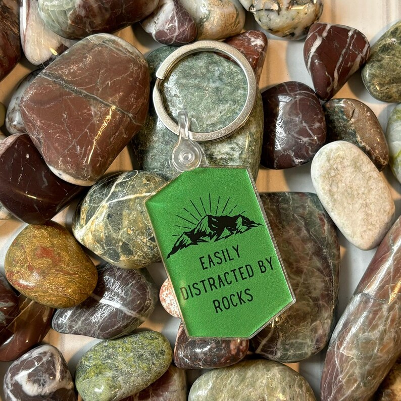 Key Chain With Little Rocks Easily Distracted by Rocks Key Chain - Rockhound - Rock Collector ...