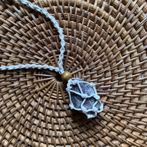 Tumbled Beach Stone Rock Necklace - Cage Necklace - Adjustable