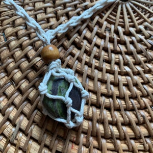 Tumbled Beach Stone Rock Necklace - Cage Necklace - Adjustable