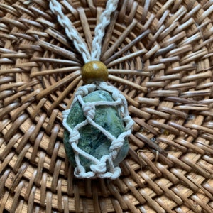 Tumbled Beach Stone Rock Necklace - Cage Necklace - Adjustable