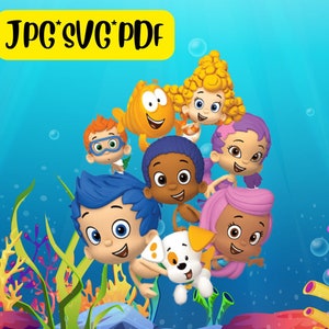 Bubble guppies SVG JPG PDF colorful birthday diy