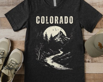 Vintage Colorado Shirt, Colorado Mountains, Mountain Shirt, Adventure Shirt, Colorado Shirt, Mountain River Scene Shirt, Retro Pine Tree Tee