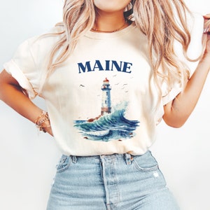 Vintage Maine Shirt, Lighthouse Shirt, Nature Shirts, Comfort Colors, Oversized Tee, Vintage Maine Tee, Lighthouse Tee, Maine TShirt, Lake T